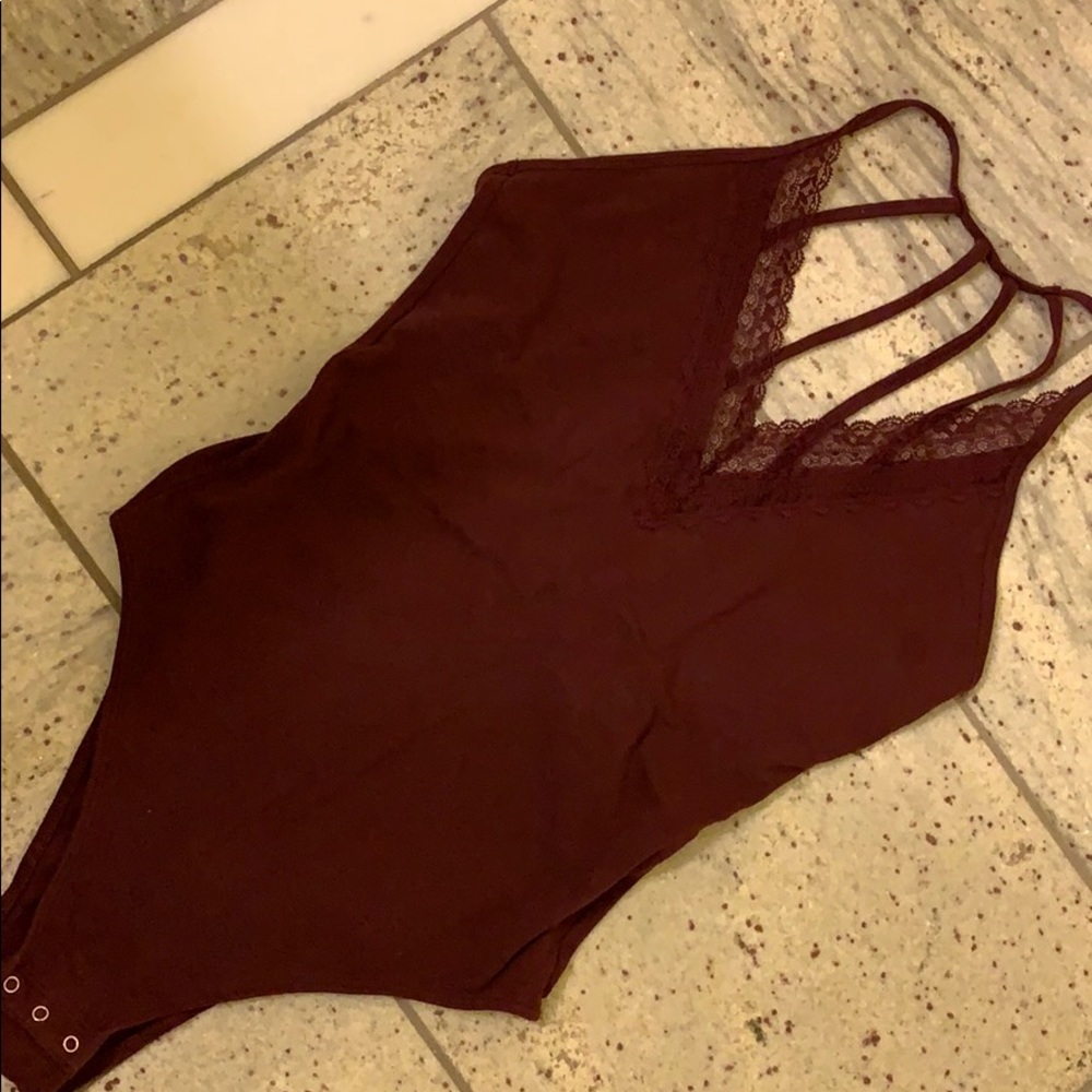 Abercrombie and Fitch- Maroon lace bodysuit